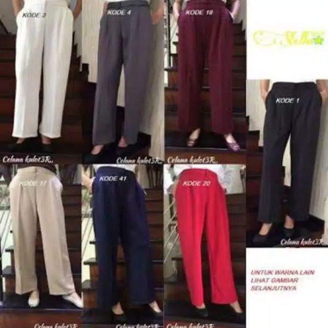 Celana kulot panjang bahan babat-dusty pink