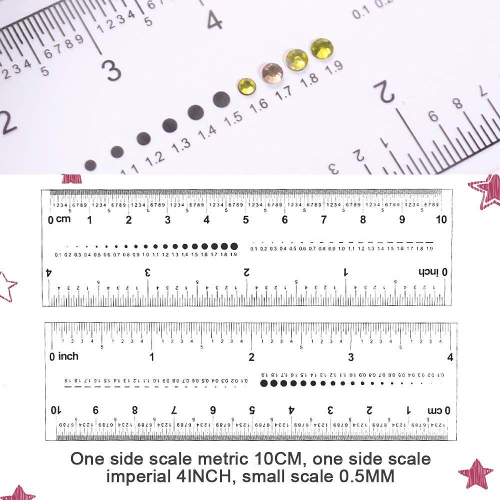 AUGUSTINA Agustina Penggaris Nail Art Portable Ultra-Tipis Tekan Pada Kuku PVC Manicure Alat Ukur Kuku Rhinestones Measuring Ruler