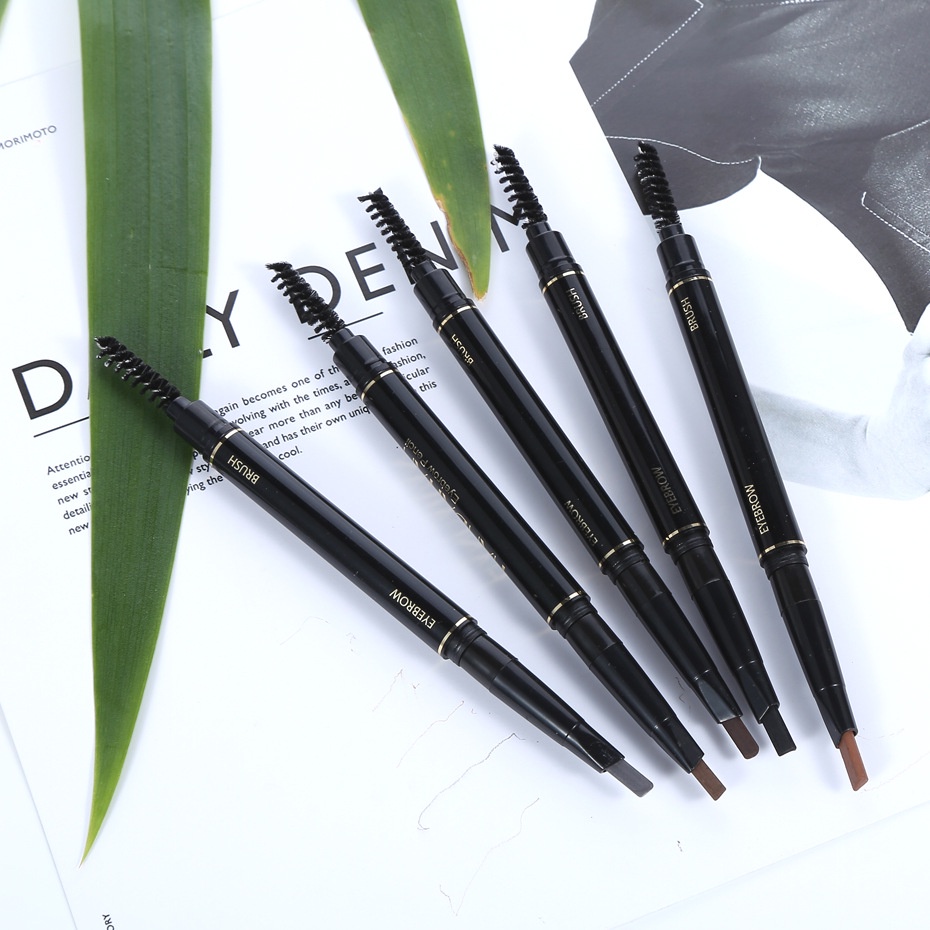 Allphv Eyebrows Pencil Waterproof  Long Lasting Double Ended  No Blooming Rotatable Triangle Pensil Alis 5 Color