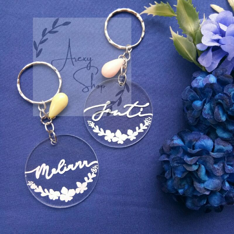 gantungan kunci akrilik BENING custom nama-keychain nama-souvenir nikah-kado nikah-hadiah wisuda