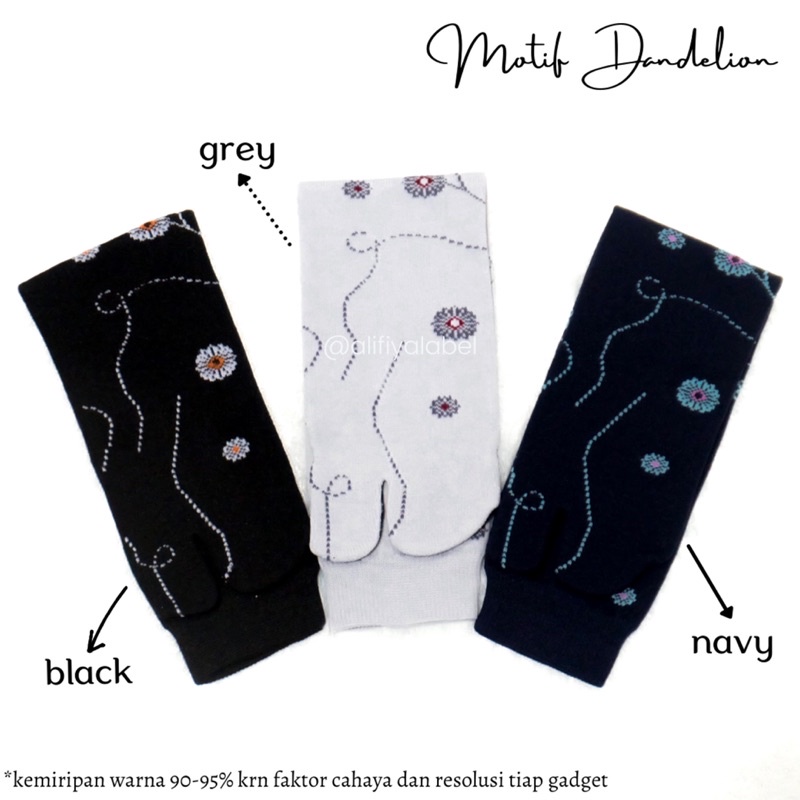 KAOS KAKI JEMPOL MUSLIMAH NILON “Motif Dandelion” / KAOS KAKI NILON TAPAK HITAM