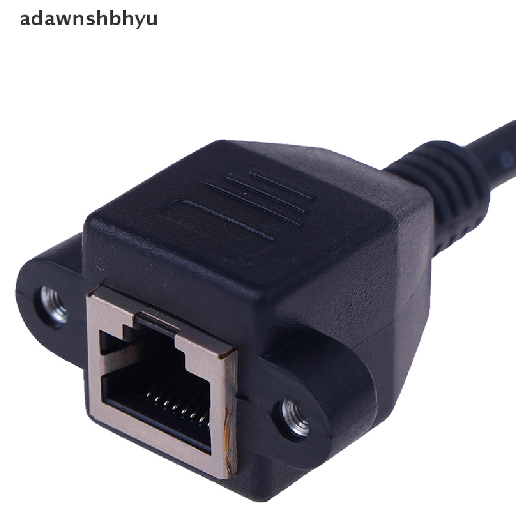 Adawnshbhyu 1Pc RJ45 Male to Female Screw Panel Mount Kabel Ekstensi Jaringan LAN Eterna