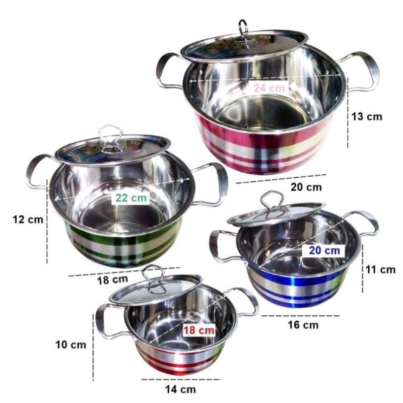 Panci set pelangi warna panci set stenlis warna