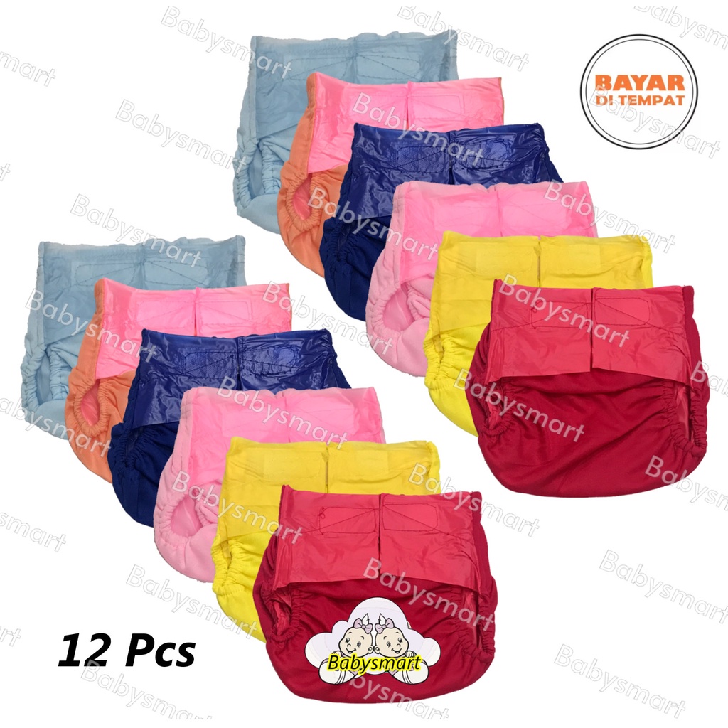 Babysmart -  12 Pcs Popok / Celana Bayi Kain REKAT Cuci Ulang / Diapers / Celana Lampin / Clodi Murah