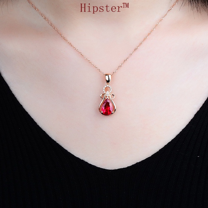 New Hot Sale Classic Rose Gold Moissanite Colored Gems Pendant Beautiful Retro Elegant Necklace