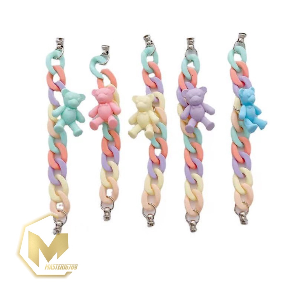 paket gelang tali rantai baut slingcase sling rantai beruang rainbow lanyard universal candy koper choice dove MA2415