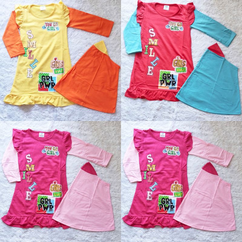 Gamis anak usia 2-3 tahun / gamis anak plus jilbab