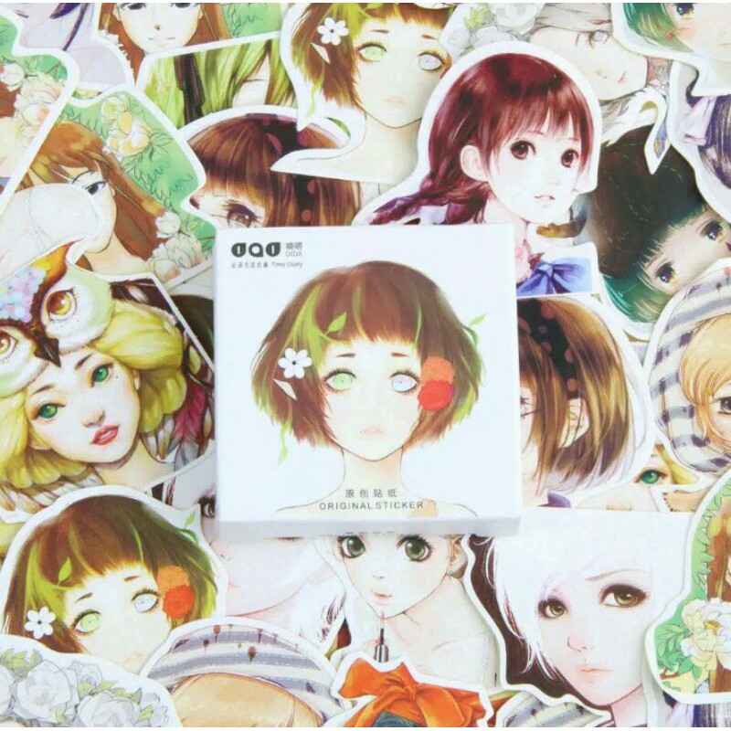 

45pcs aesthetic stiker box Beauty Girl lucu utk dekorasi scrapbook/album