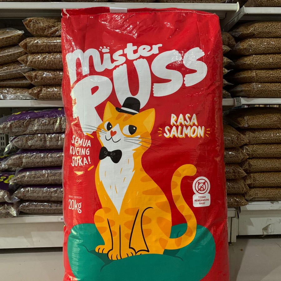 EKSPEDISI - MAKANAN KUCING MISTER PUSS 20KG  NO PORK -RASA SALMON