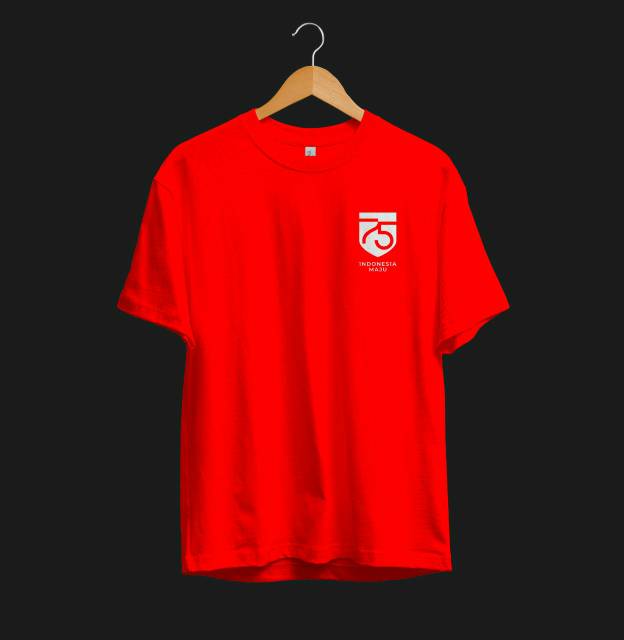 KAOS HUT INDONESIA 75 INDONESIA MAJU LOGO KECIL MERDEKA KATUN COMBED 30S 17 AGUSTUS baju tshirt