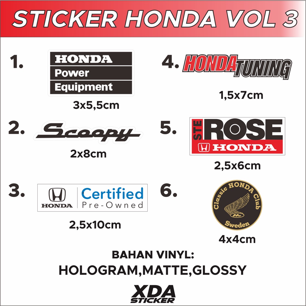 

STIKER/STICKER PRINTING HONDA VOL 3