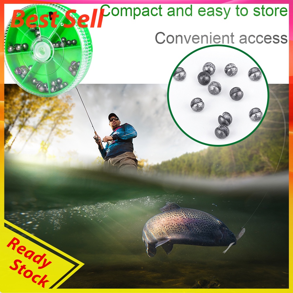 Open Bite Weight Sinker Plumbum Fishing Clip Biting Round Plumb Box Tackles