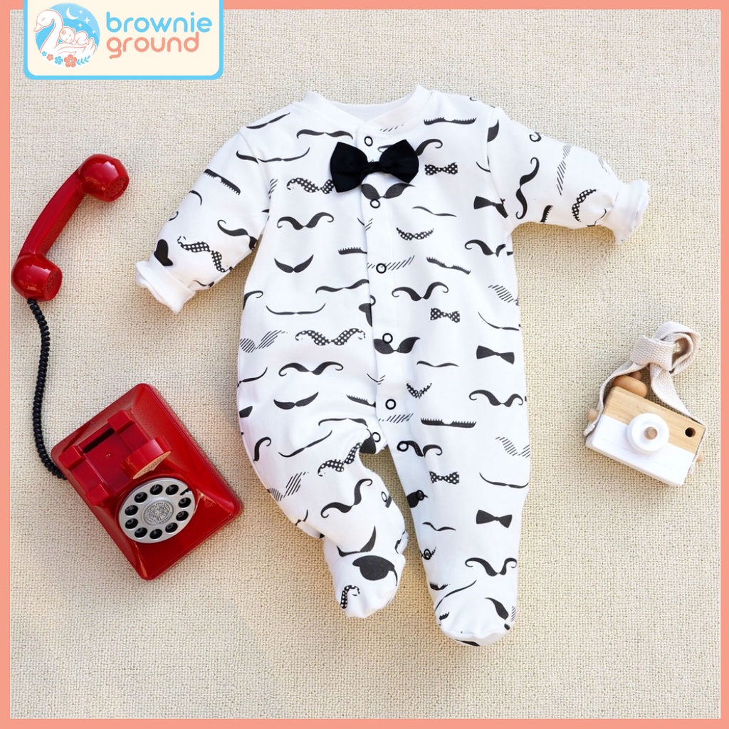 BROWNIEGROUND- Baju jumper baby import Korea MOTIF KUMIS Baju anak laki laki lengan panjang Usia 0-1 Tahun