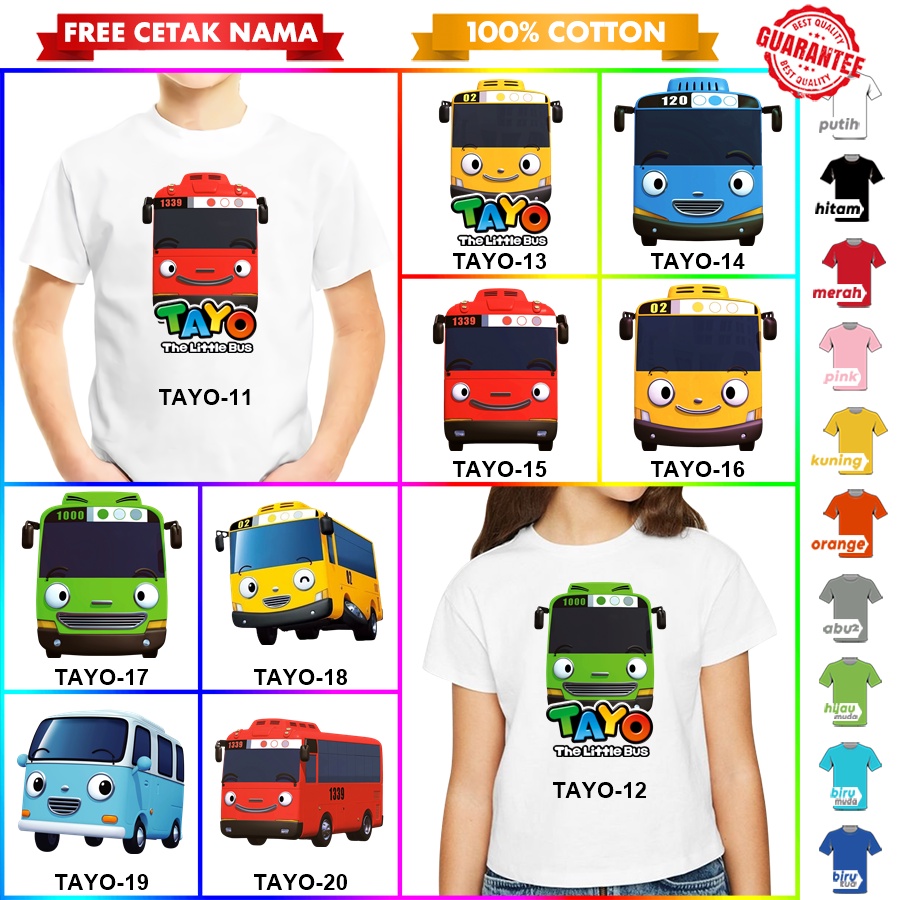 [FREE NAMA!!] Baju Kaos ANAK DAN DEWASA TAYO BANYAK MOTIF