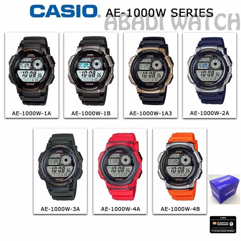 BUKAN BM !!! Casio Original AE1000 / AE-1000W / AE-1000W-1A Jam Tangan Pria Digital Karet Original