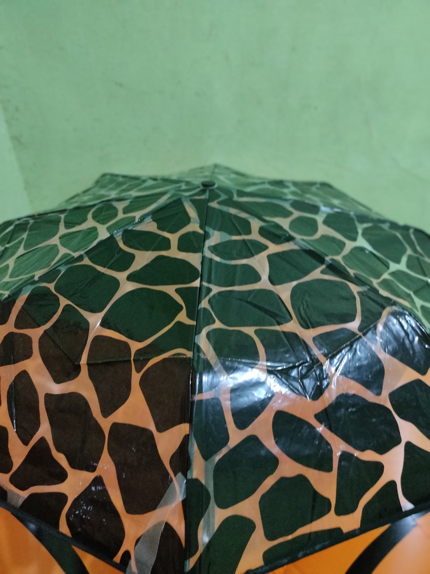 Payung Lipat 3 Plastik Transparan Motif / Hitam - 3502