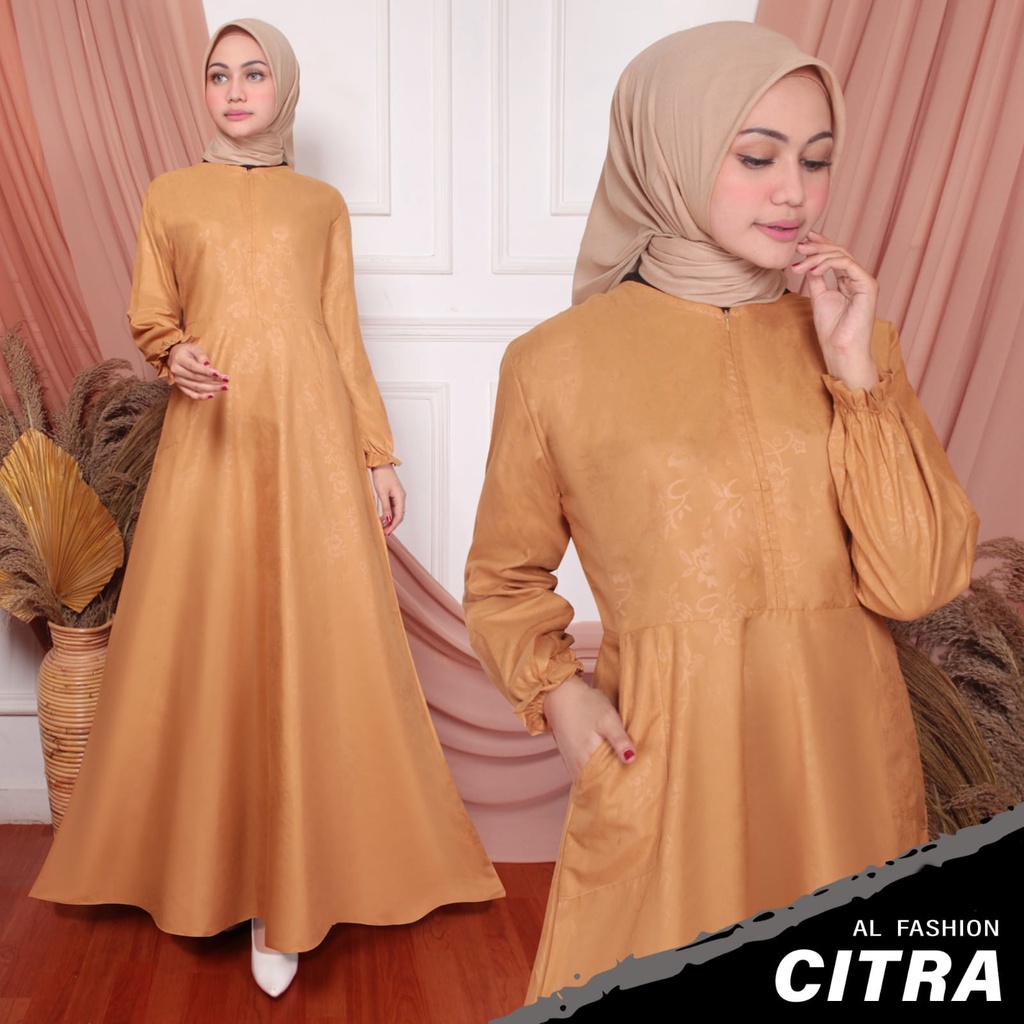 ABA agen baju HOMEDRESS muslim GAMIS wanita POLOS CITRA EMBOS ( DAPAT GAMIS AJA )-CITRA COKSU