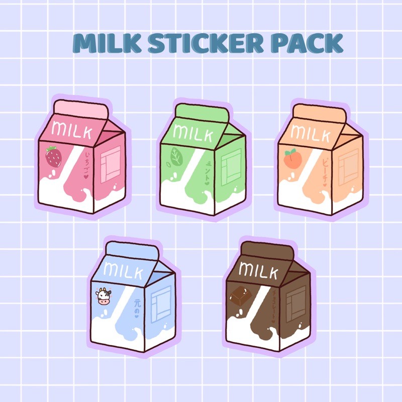 

Milk Sticker Pack Journal Cute Sticker Milk