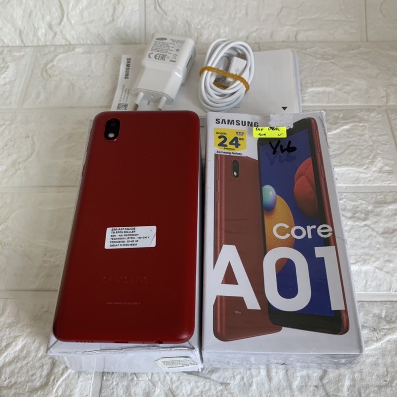 Samsung A01 Core ram 1GB 16GB Merah Bekas - Fullset Garansi Sein - second