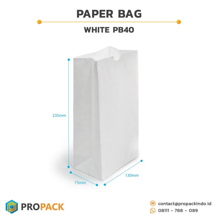 

✨ BISA COD ✨ Paper Bag Murah 23,5 x 13 cm isi 100 pcs / Kantong Kertas Putih PB40