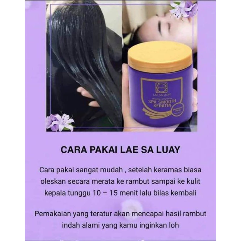 [COD] Lae Sa Luay Hair Spa Smooth Keratin Creambath Anti Kusut Rontok dan Ketombe I Treatment Rambut BPOM Original