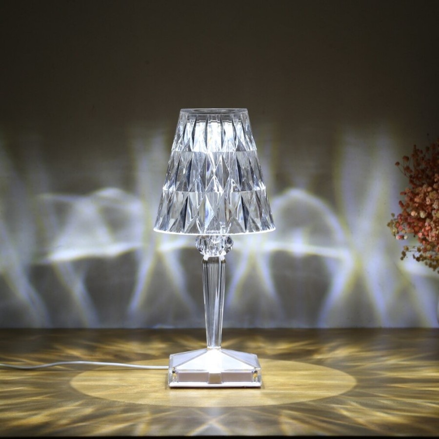 Lampu Tidur LED Touch Sensor Acrylic Crystal Projector - R301 - Transparent