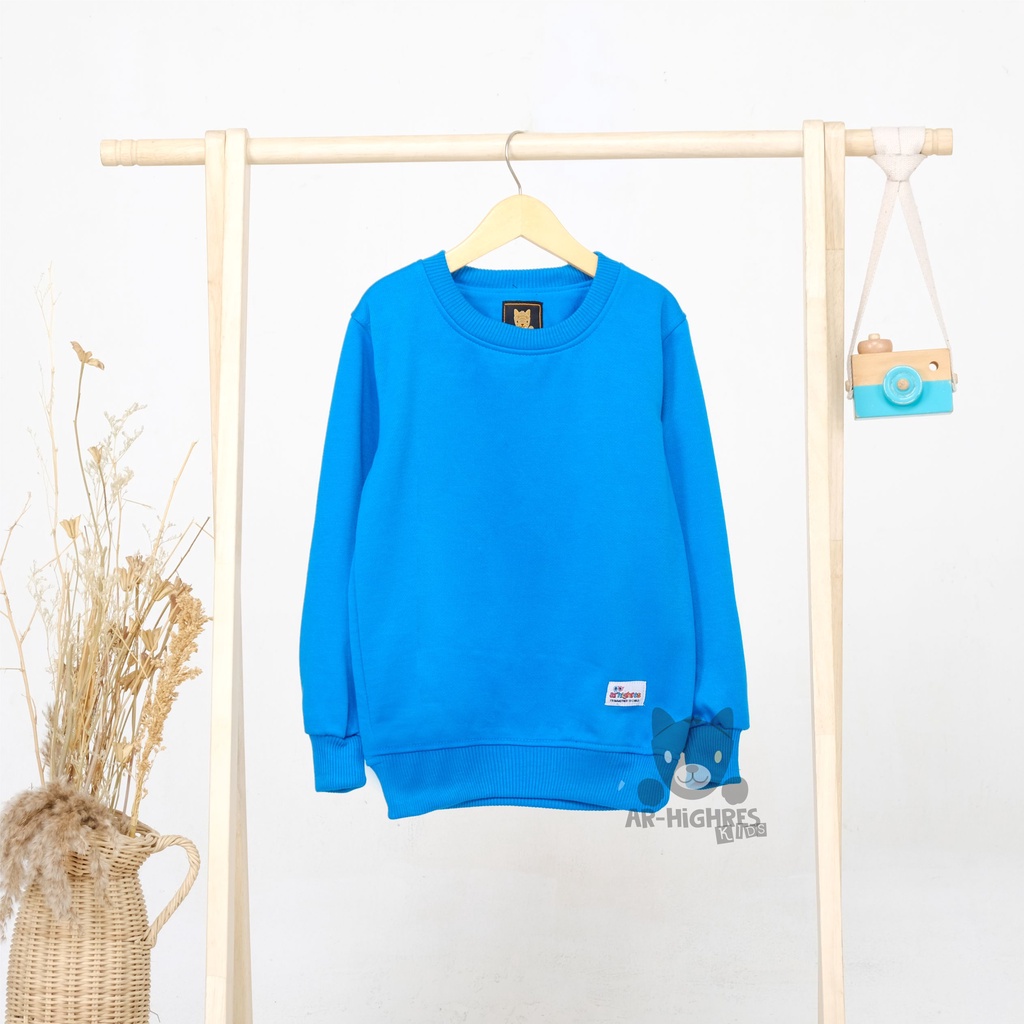 Crewneck Anak Basic Polos|sweater oblong anak| Bahan Fleece Tebal (Unisex) Warna Tourqish