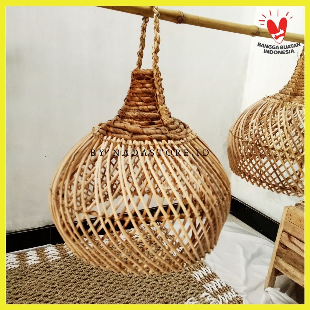 LAMPSHADE RATTAN / LAMPION ROTAN / KAP LAMPU RUSTIC MATERIAL RATTAN HANDMADE BY NADASTORE