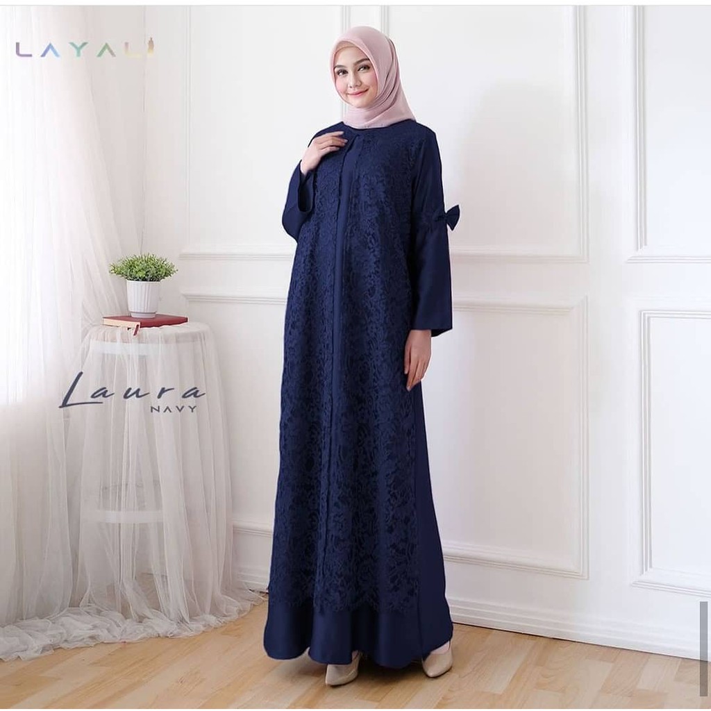 LAURA CASUAL DRESS BRUKAT WANITA MUSLIMAH / DRESS CANTIK/LEBARAN/KONDANGAN - DRESS KEKINIAN