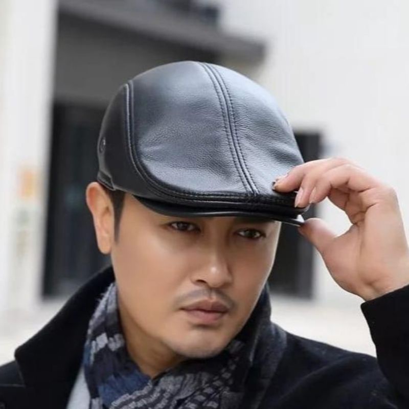 Topi kulit domba asli topi pet kulit asli topi pria Keren Topi Korea TOPI PEDORA LAKEN TOPI KOMANDO 