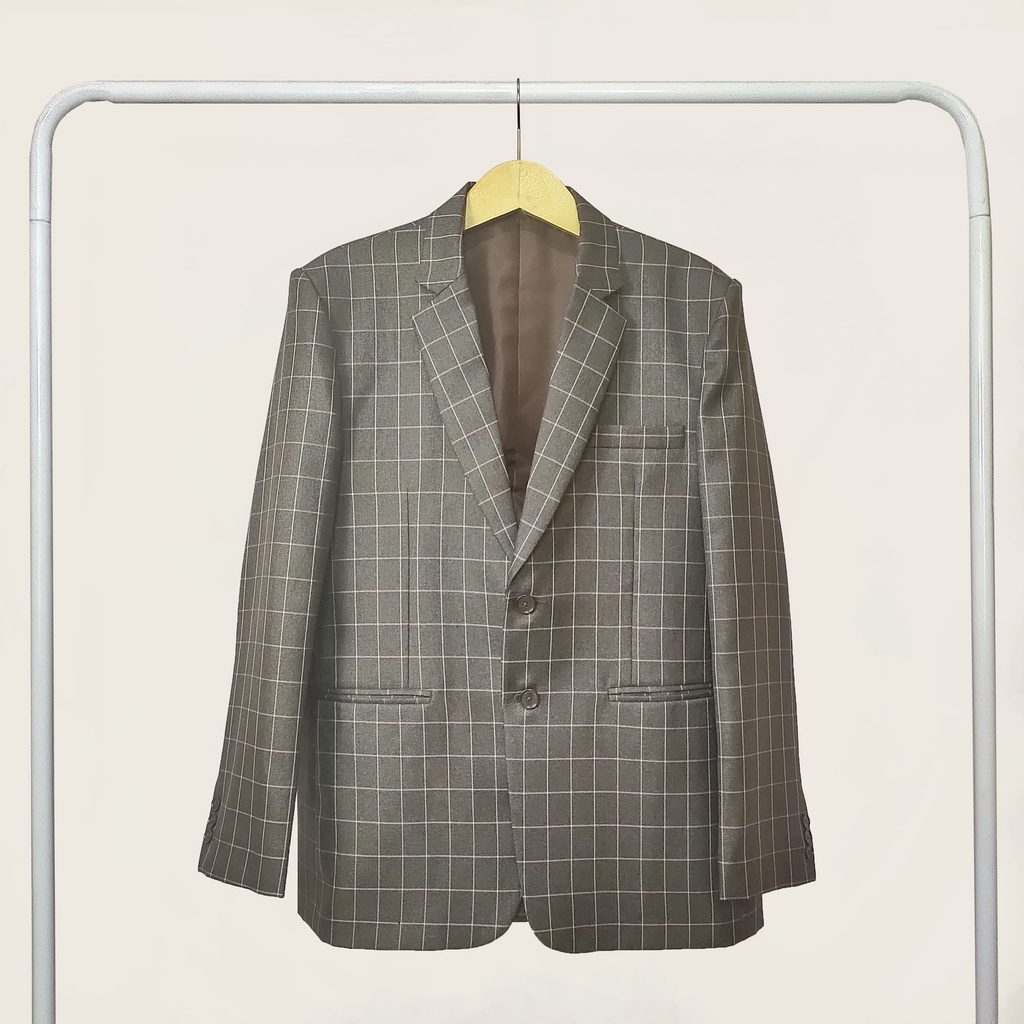 Jas Formal Semi Wool Motif Kotak