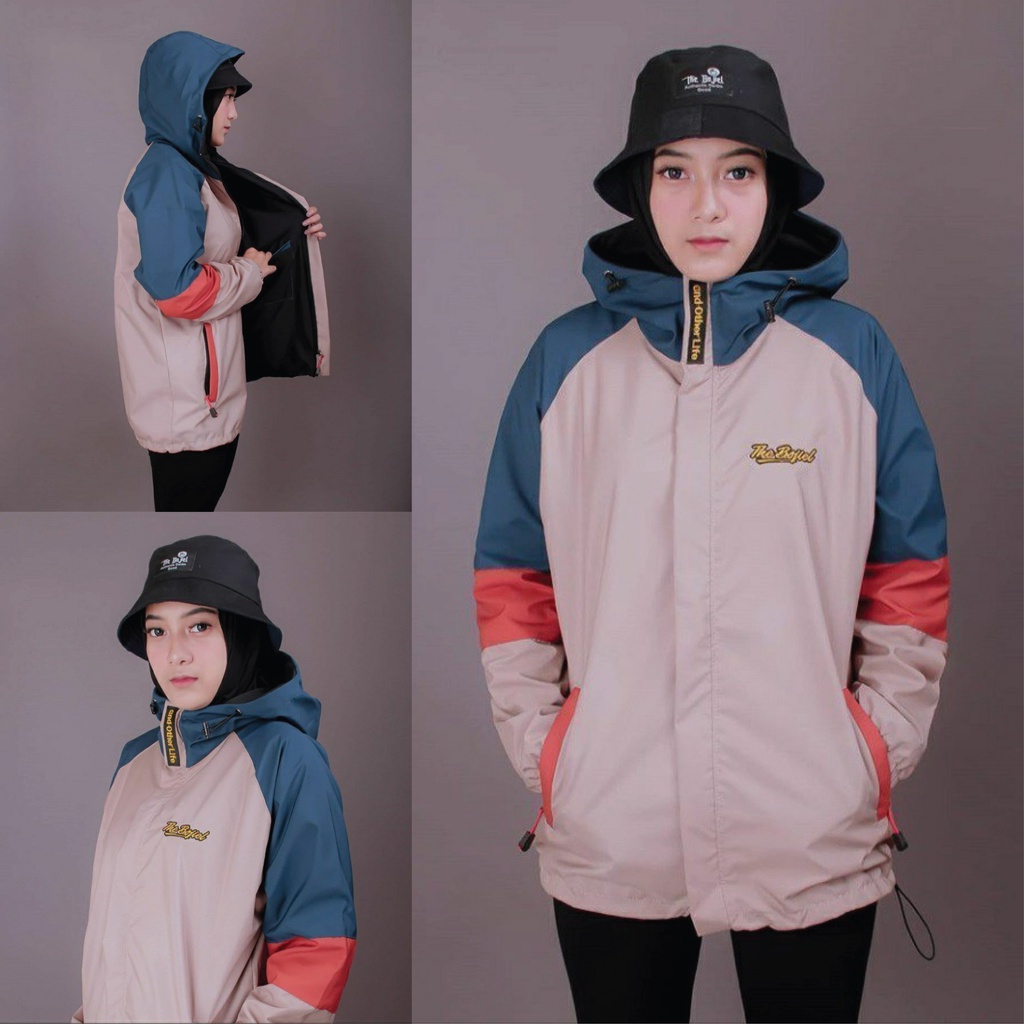 Jaket Parasut 3D Pria Wanita Waterproof Windbreaker Original Distro The Bojiel-Petro-Orange-Cream