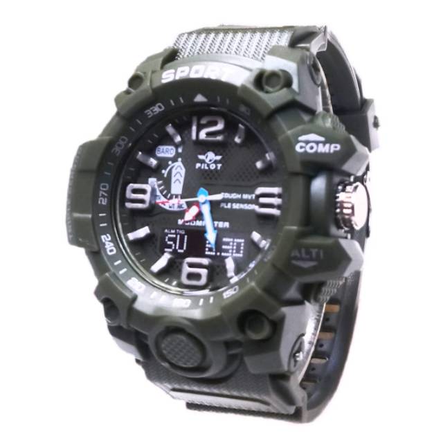 Jam Tangan Pria Kasual Sports Anti Air Pilot Original P-1544 Crono Off