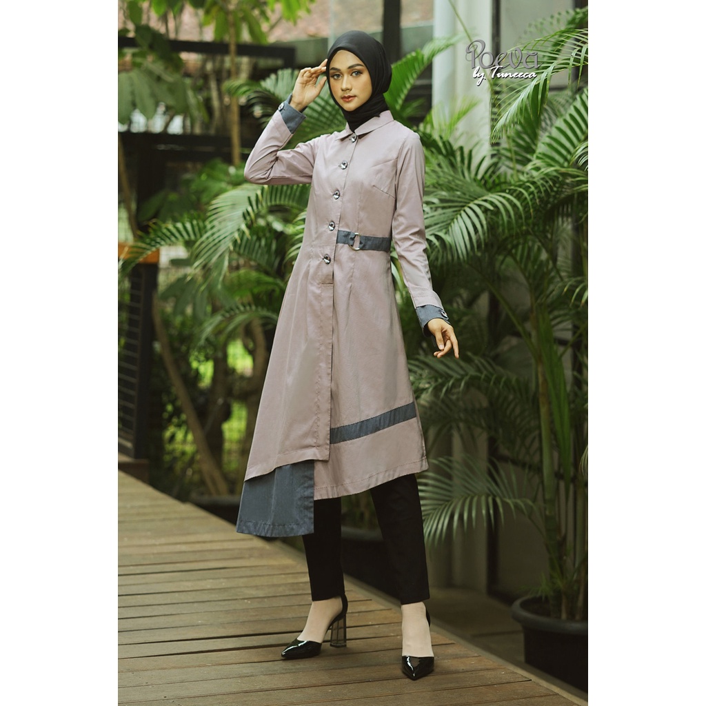ATASAN TUNIK POEVA PV-0122002 ORIGINAL KEKNINAN MODERN TRENDY BUSANA KANTOR FASHIONABLE BEST SELLER
