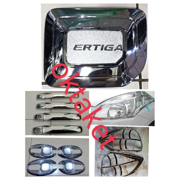 paket lengkap Garnish depan belakang outer handle tank cover Ertiga lama 2012-2017 exclusive hitam chrome