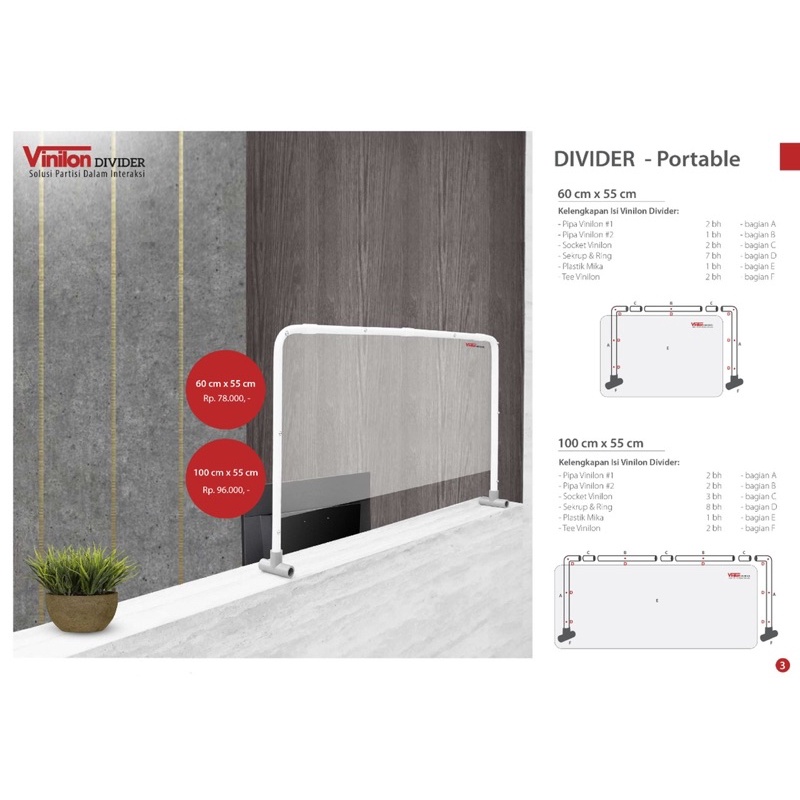 pembatas meja / partisi sekat divider meja kasir murah