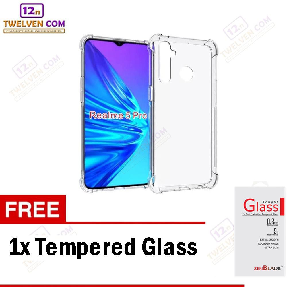 Anti Shock Anti Crack Softcase Casing for Realme 5 Pro - Free Tempered Glass