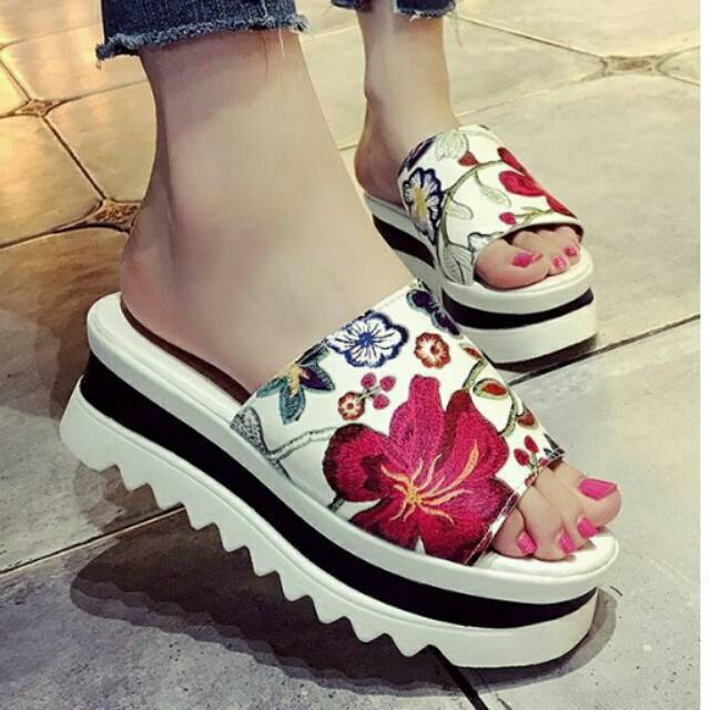 Sandal Wedges Murah Wedges Import Fashion Gucci Gardenia