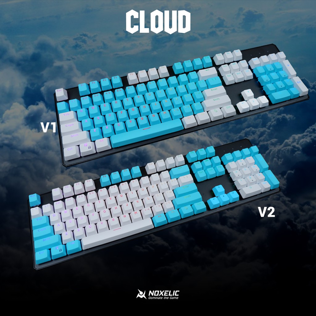 Noxelic Keycaps PBT Cloud - Double Shot 104 Keyset Custom