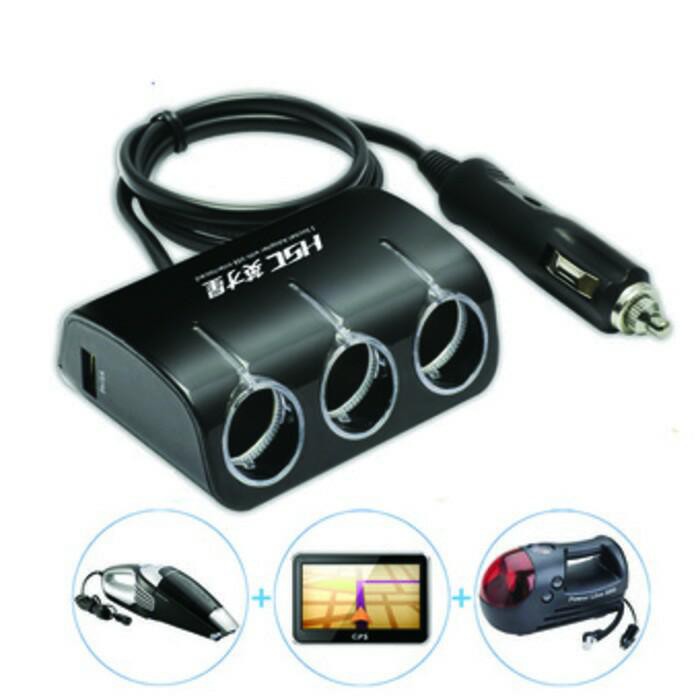 HARGA GROSIR CAR CHARGER MOBIL  3 Lighter Plus USB