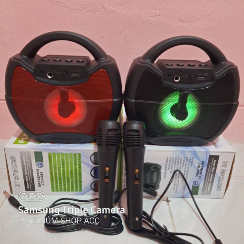 SPEAKER WIRELESS BLUETOOTH FLECO F1422 BONUS MIC KARAOKE/SALON AKTIF PORTABLE RADIO FM MP3