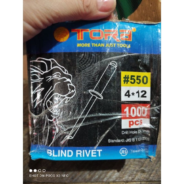 paku rivet TORA #550 4.0 x12 isi 1000pcs/kotak made in taiwan