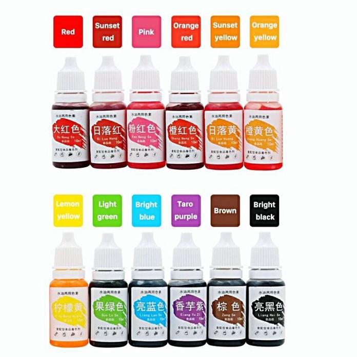 

12 PCS PEWARNA MAKANAN AIRBRUSH PEWARNA KUE MINUMAN PEWARNA FONDANT