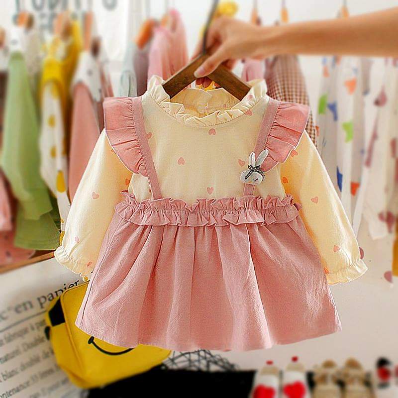 Dress Baby Dengan Jepitan Rambut Love Peach