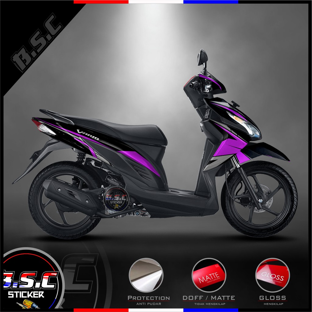 Sticker Motor Stiker Decal FULL BODY Vario 110 ESP Vario Remot Motif Flash Tech Purple