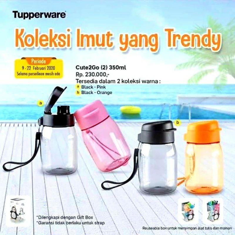 TUPPERWARE | Cute 2 Go @350 ml | Botol Minum Anak dgn Strap
