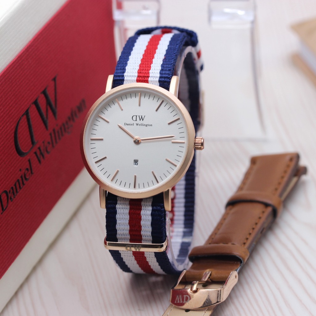 JAM TANGAN CEWE DW SET KW SUPER + TALI COKLAT/HITAM + BOX EXCLUSIVE