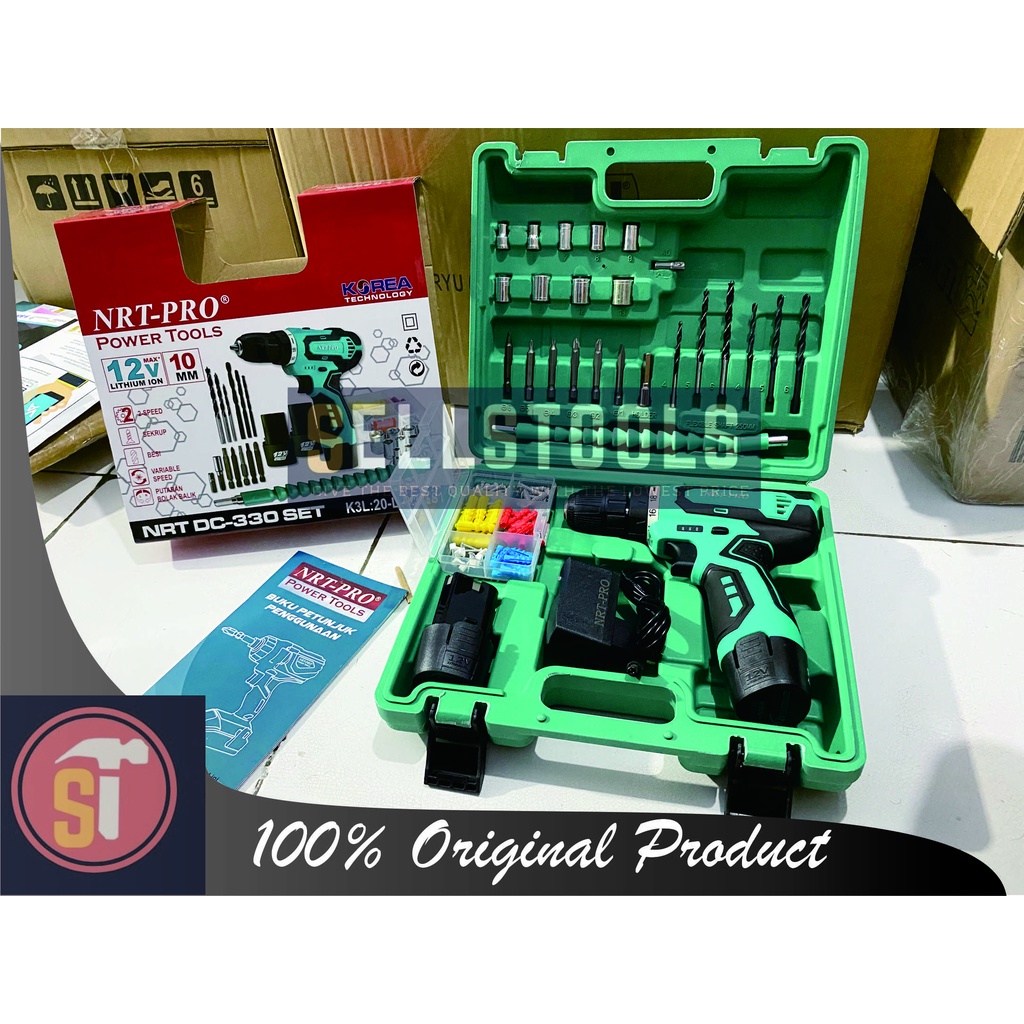 NRT-PRO Mesin Bor Baterai Cordless Drill NRT PRO DC-330 SET 10mm 12V / Bor Batre ukuran 12V BISA COD