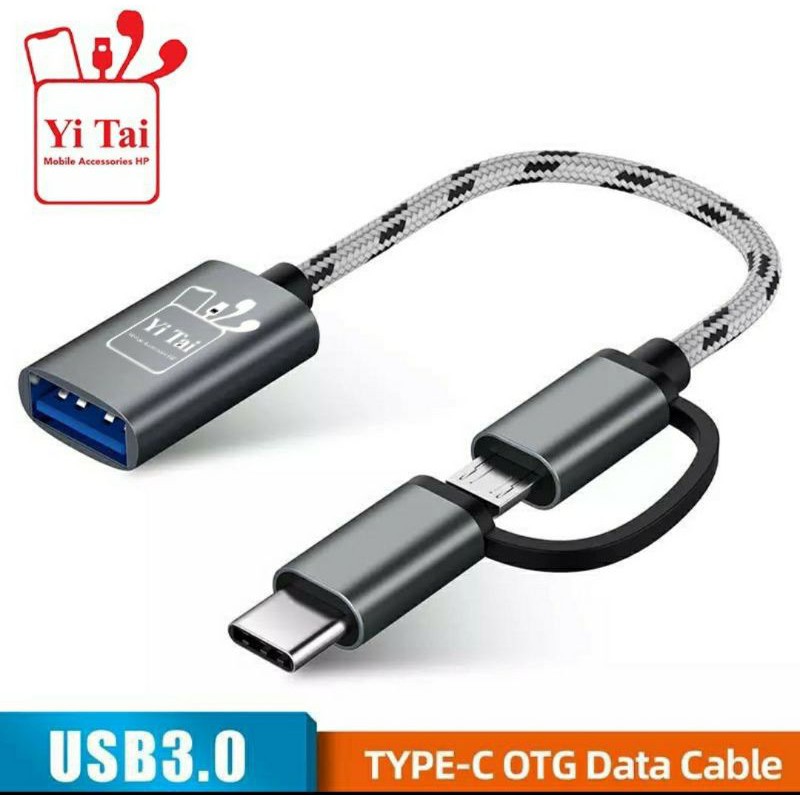 KABEL OTG DAN NON KABEL OTG 2 IN 1 YI TAI YT-21 MICRO USB TYPE C FAST TRANSFER DATA 3.0