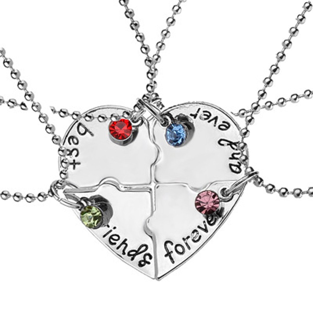 4 Pcs set best friends forever Broken Heart Shape Bff Necklace Jewelry